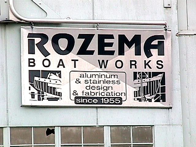 Rozema Boat Works sign